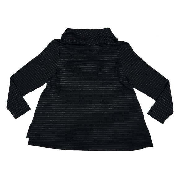 J. Jill Wearever Collection Cowl Neck Tunic Sweater Black Silver Size M - NWOT - Picture 2 of 7